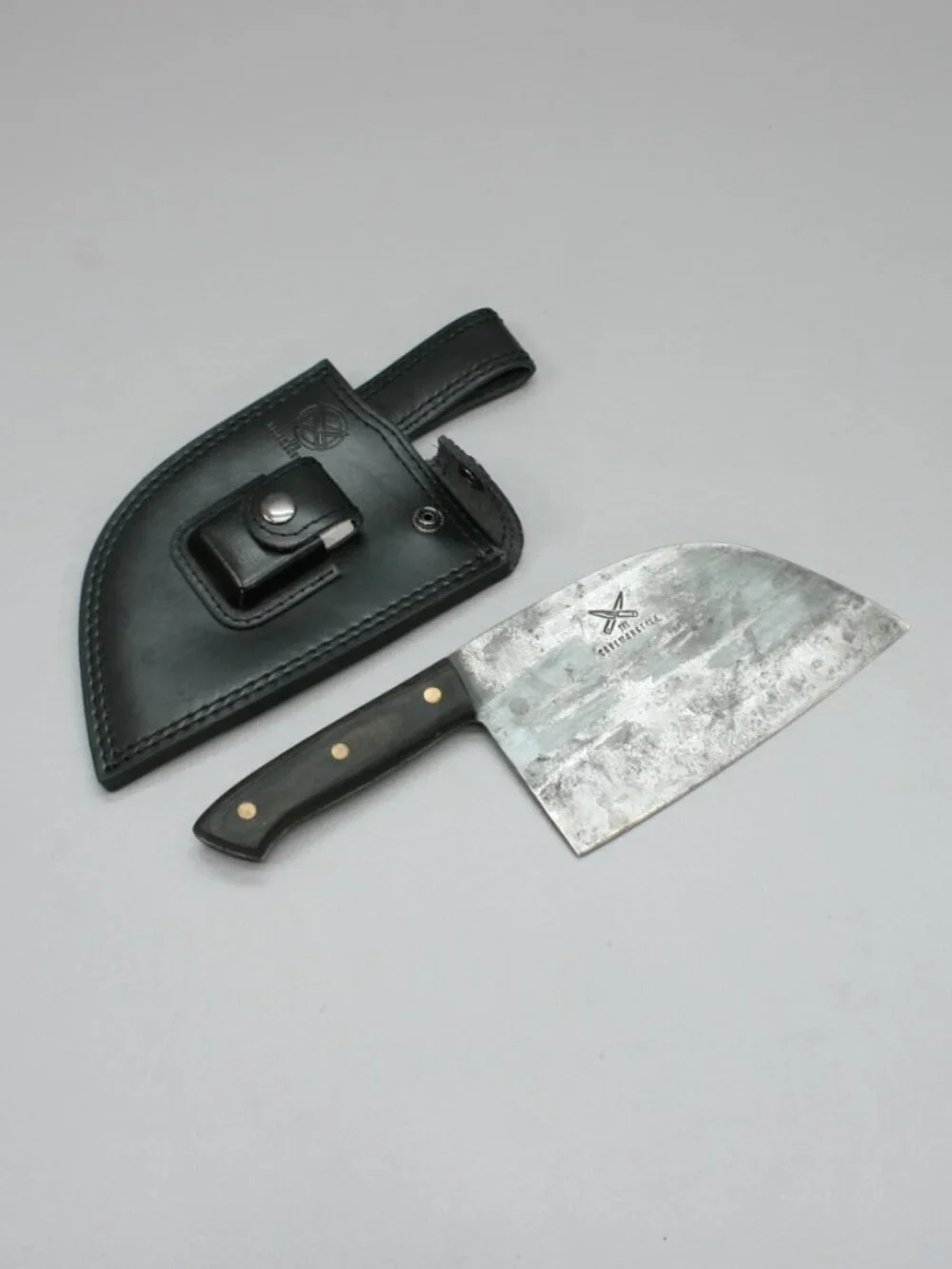 The CavemanStyle Chef Meat Cleaver Leather Sheath Sharpening Stone Caveman Style